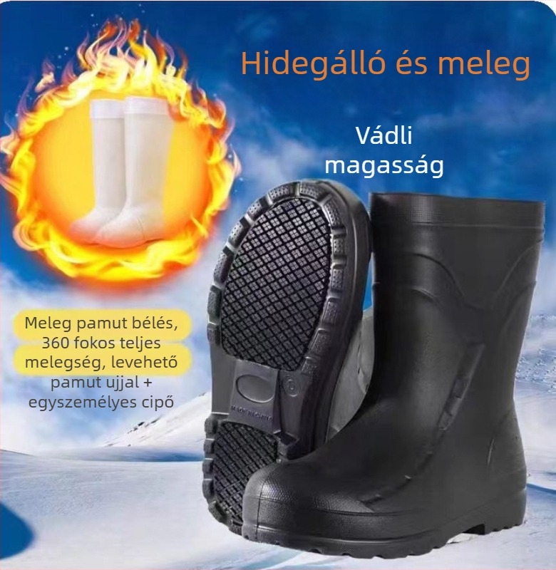 EVA fehér magas szárú esőcsizma konyhai felhasználásra, olajálló hab, csúszásmentes, vízálló, szennyeződésálló, uniszex