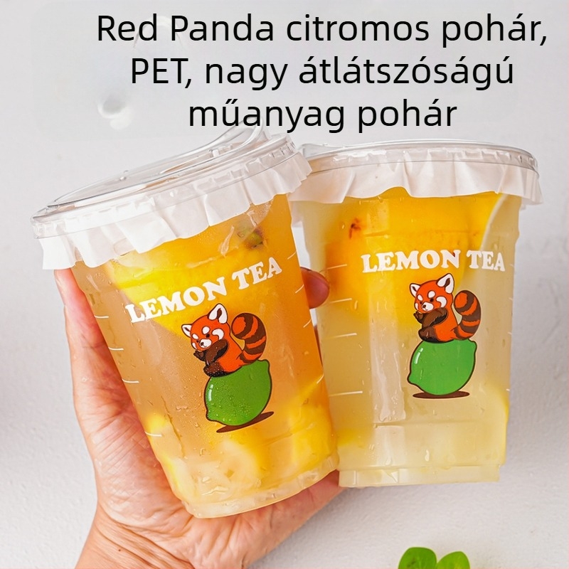 Egyszer használható átlátszó PET pohár hideg italokhoz, 600 ml, fedővel, kereskedelmi felhasználásra és standokra