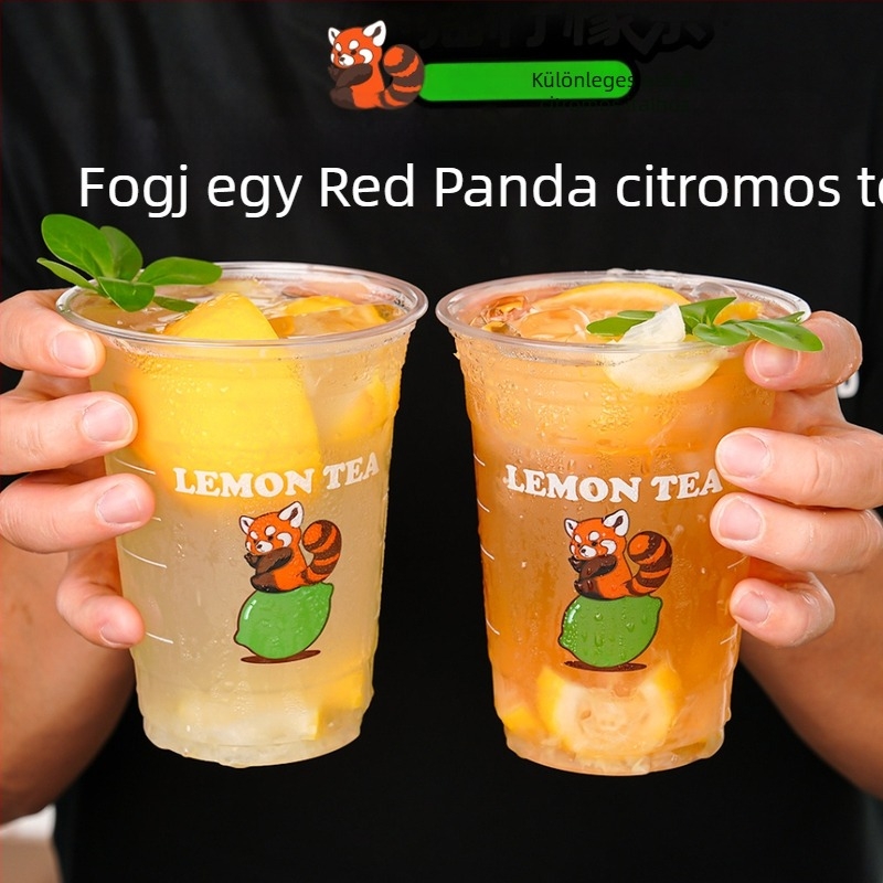Egyszer használható átlátszó PET pohár hideg italokhoz, 600 ml, fedővel, kereskedelmi felhasználásra és standokra