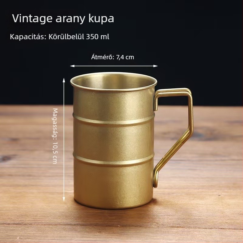 304 rozsdamentes acél sörös bögre, retro ipari stílus, 301–400 ml, kültéri kempinghez