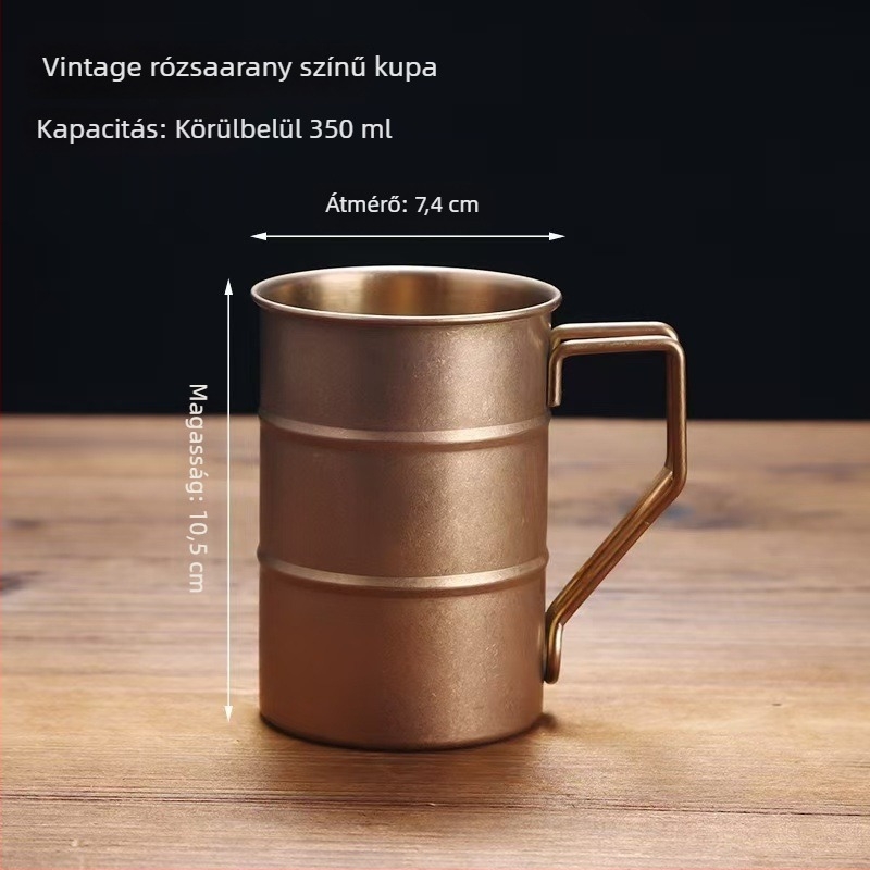 304 rozsdamentes acél sörös bögre, retro ipari stílus, 301–400 ml, kültéri kempinghez