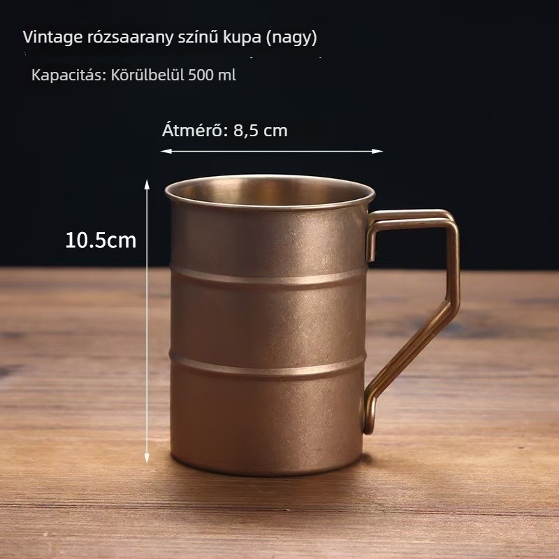 304 rozsdamentes acél sörös bögre, retro ipari stílus, 301–400 ml, kültéri kempinghez