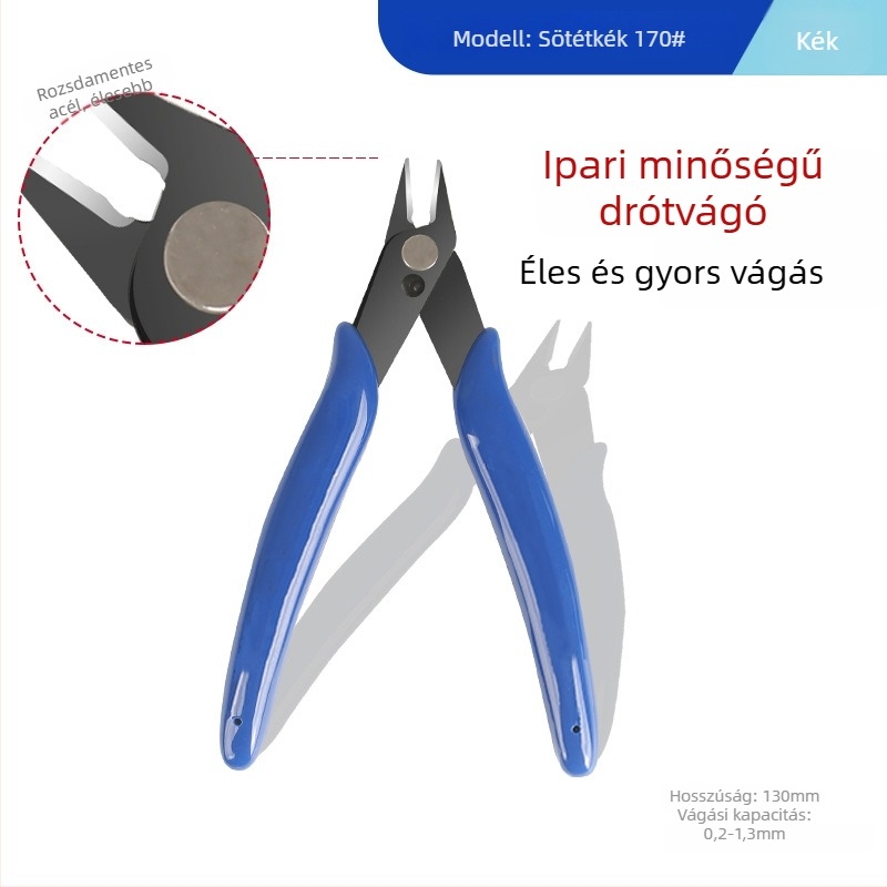 170-es modell — 5 hüvelykes mini diagonális csípőfogó DIY elektronikai használatra, króm-vanádium acélból, lágy anyagok vágására (drót, műanyag, drótháló)