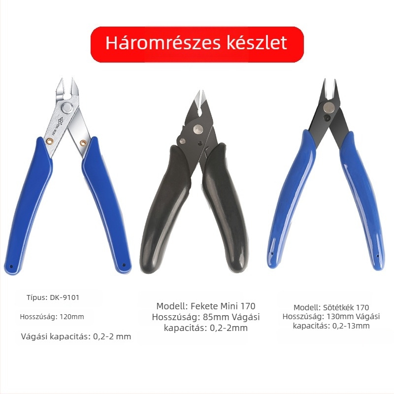 170-es modell — 5 hüvelykes mini diagonális csípőfogó DIY elektronikai használatra, króm-vanádium acélból, lágy anyagok vágására (drót, műanyag, drótháló)