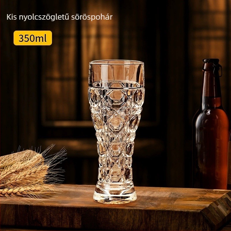 Vastagított kézműves sörös pohár kristályból, háztartási használatra, gravírozott, nagy kapacitású