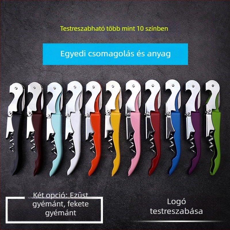 Többfunkciós tengeri csikó alakú rozsdamentes acél borkioldó, dugóhúzó és borvágó kés