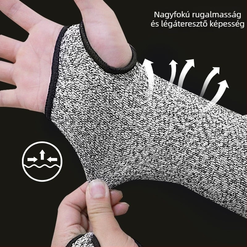 Hosszított vágásálló ujjjvédők, HPPE 5. szint, védőhüvely a felkarra a karcolások ellen, harapás- és vágásálló, perforáció elleni védelem, munkahelyi kesztyűk