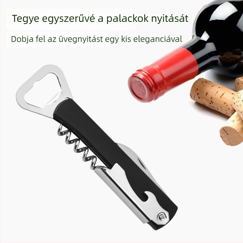 Vörösboros üvegnyitó tengeri csikó alakú kés, hűtőmágnes, hordozható összecsukható üvegnyitó, multifunkcionális kupaknyitó