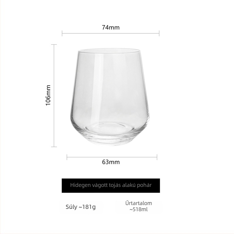 Prizma üvegpohár – minimalista dizájn, otthoni használatra; víz, tea és italok, whisky és likőr