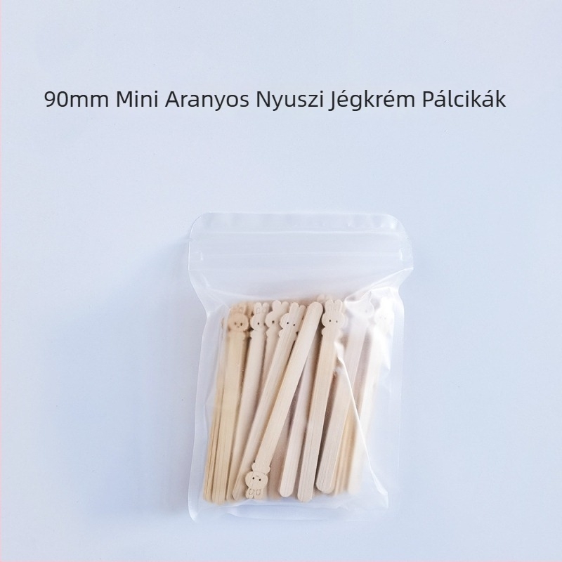 Egyszer használatos bambusz fagylaltpálcikák gyerekeknek, mesefigurás gyümölcsös motívumokkal, biológiailag lebomló.