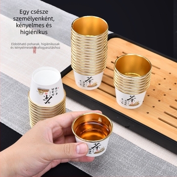 Egyszer használatos Kung Fu teás pohár, arany fóliás papír pohár, extra vastag, kis kapacitású 100 ml alatt, otthoni és vendéglátói használatra