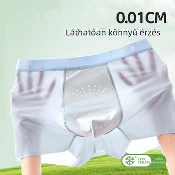 Férfi jégselyem boxeralsó, nagy méretű, ultra vékony, antibakteriális, nyárra