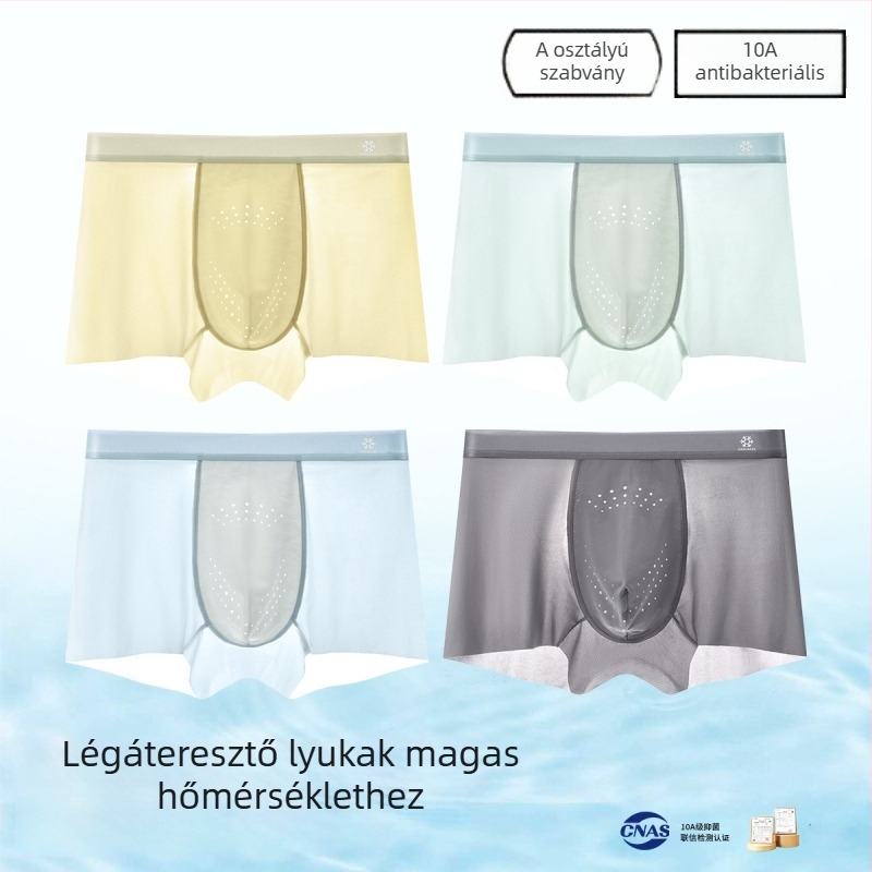 Férfi jégselyem boxeralsó, nagy méretű, ultra vékony, antibakteriális, nyárra