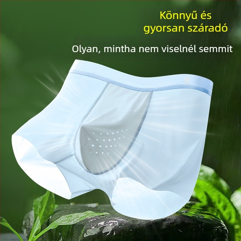 Férfi jégselyem boxeralsó, nagy méretű, ultra vékony, antibakteriális, nyárra