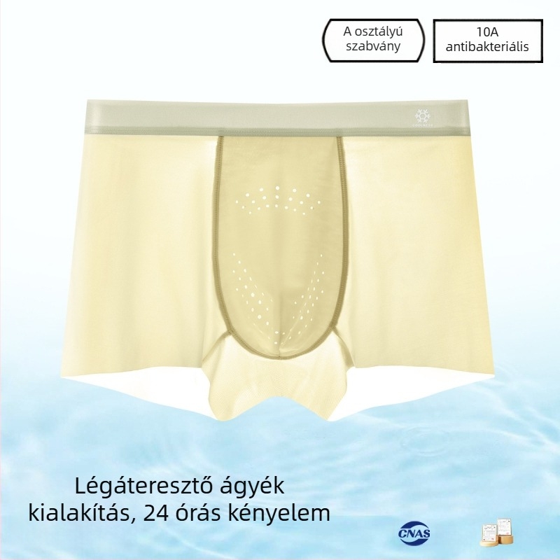 Férfi jégselyem boxeralsó, nagy méretű, ultra vékony, antibakteriális, nyárra
