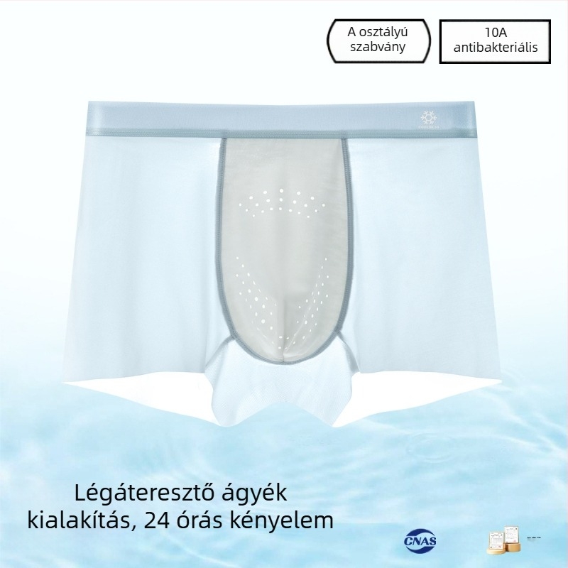 Férfi jégselyem boxeralsó, nagy méretű, ultra vékony, antibakteriális, nyárra
