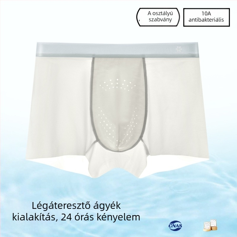 Férfi jégselyem boxeralsó, nagy méretű, ultra vékony, antibakteriális, nyárra