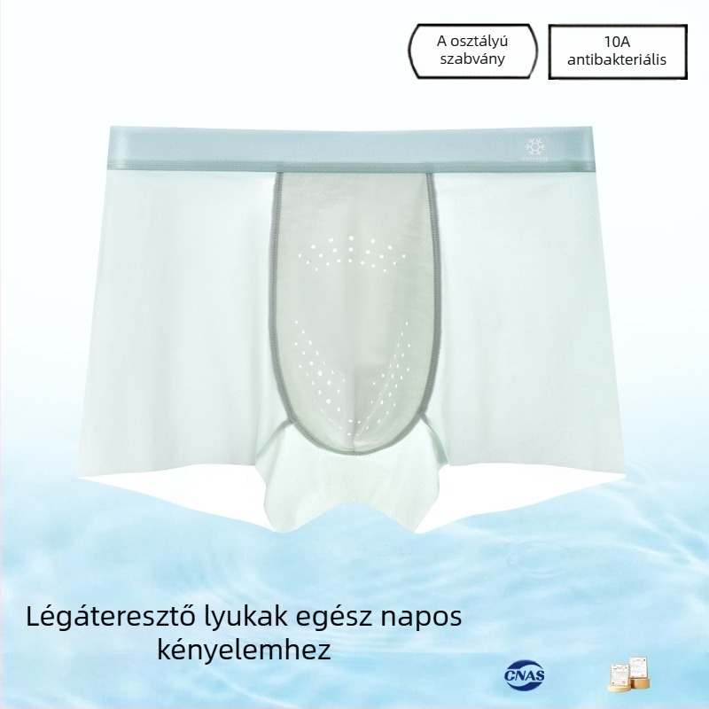 Férfi jégselyem boxeralsó, nagy méretű, ultra vékony, antibakteriális, nyárra