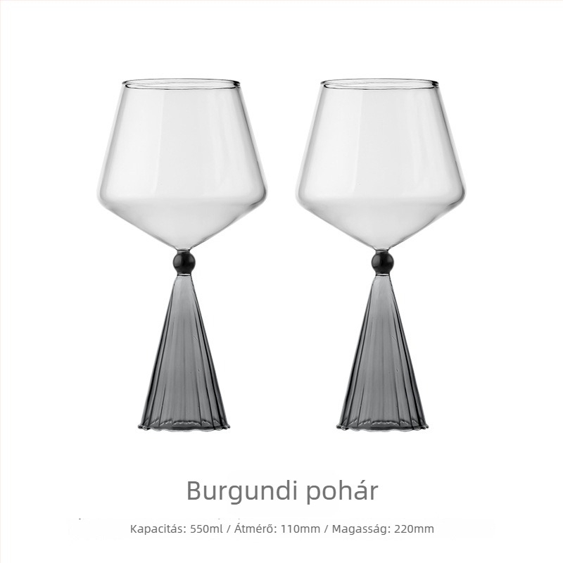Elegáns burgundi boros pohárkészlet decantálóval, otthoni használatra, esküvői ajándék díszdobozban