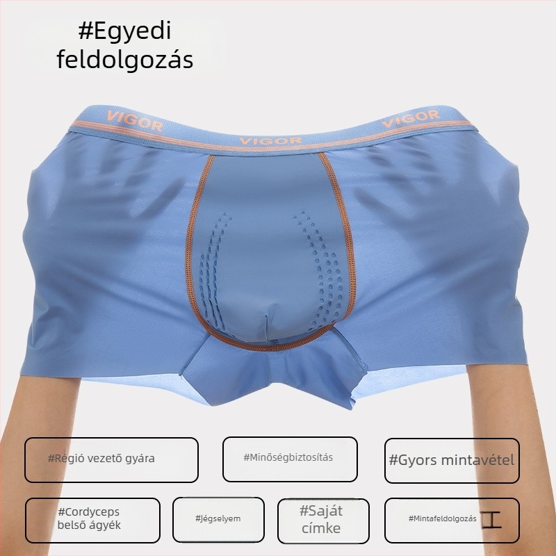 Férfi jégselyem boxer briefs, Cordyceps belső bélés a lágyékhajlatban, antibakteriális, 10A, nagy méret, tiniknek