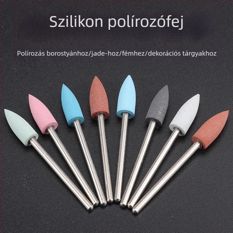 Szilikon csiszolófej jade, jadeit és achát faragásához és polírozásához, kerek fej, 2.35 mm szár