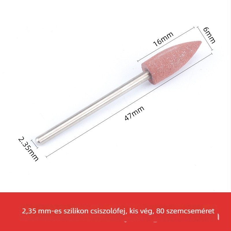 Szilikon csiszolófej jade, jadeit és achát faragásához és polírozásához, kerek fej, 2.35 mm szár