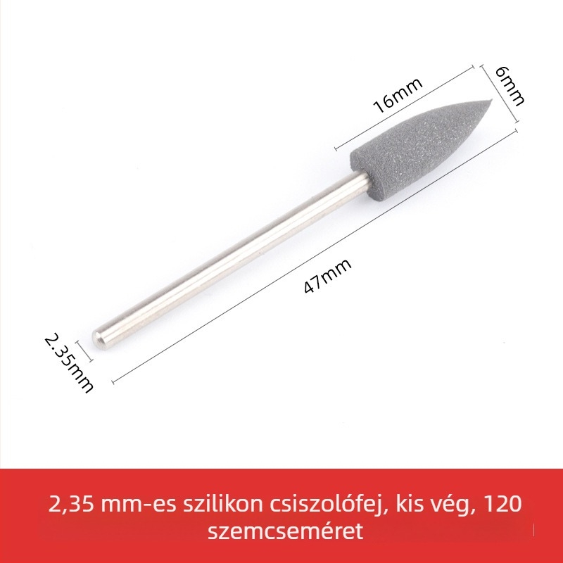 Szilikon csiszolófej jade, jadeit és achát faragásához és polírozásához, kerek fej, 2.35 mm szár