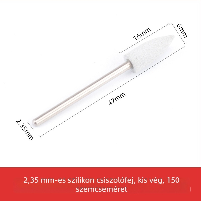 Szilikon csiszolófej jade, jadeit és achát faragásához és polírozásához, kerek fej, 2.35 mm szár