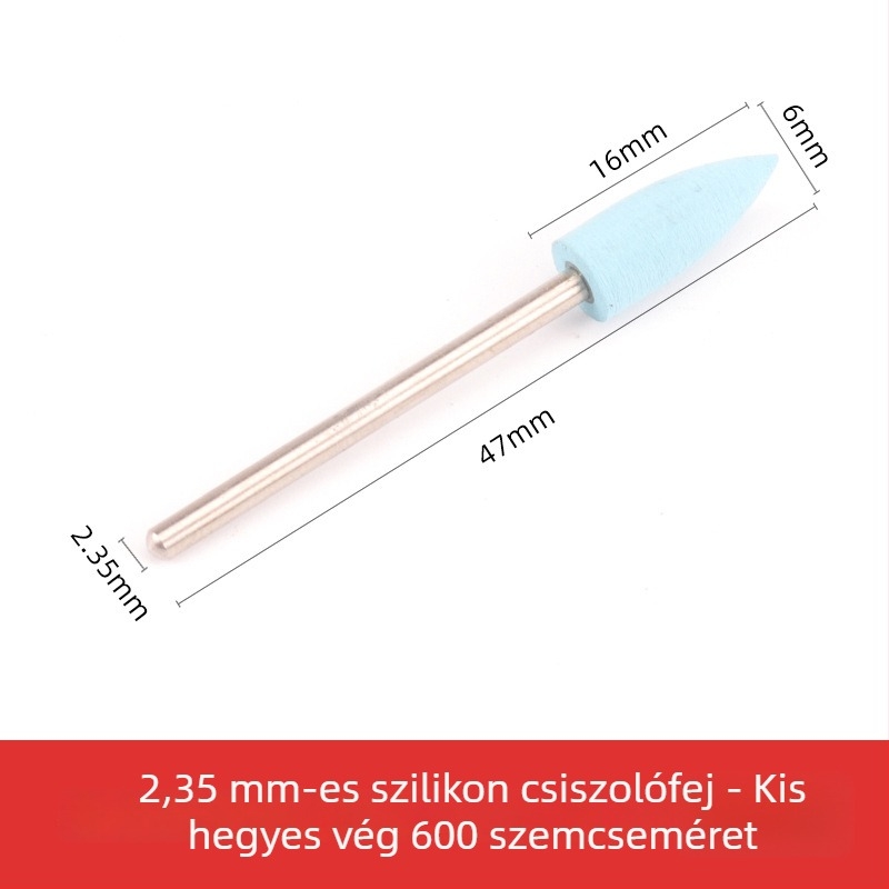 Szilikon csiszolófej jade, jadeit és achát faragásához és polírozásához, kerek fej, 2.35 mm szár