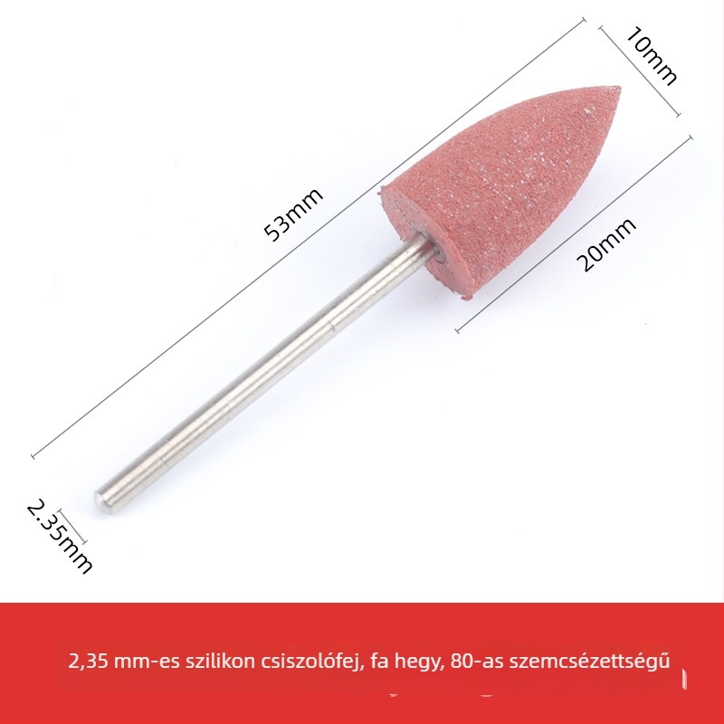 Szilikon csiszolófej jade, jadeit és achát faragásához és polírozásához, kerek fej, 2.35 mm szár