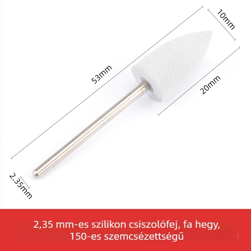 Szilikon csiszolófej jade, jadeit és achát faragásához és polírozásához, kerek fej, 2.35 mm szár