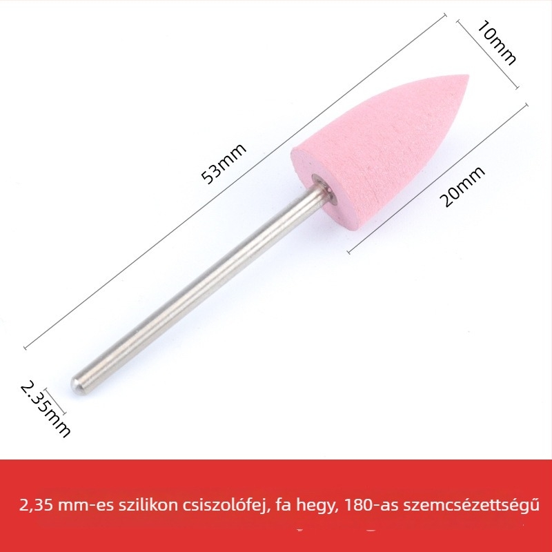 Szilikon csiszolófej jade, jadeit és achát faragásához és polírozásához, kerek fej, 2.35 mm szár