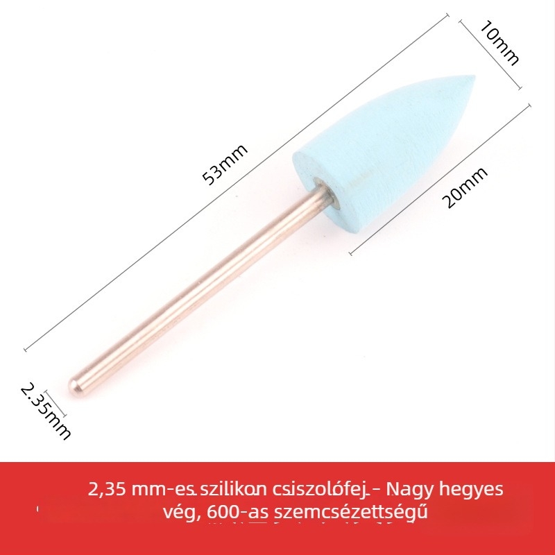 Szilikon csiszolófej jade, jadeit és achát faragásához és polírozásához, kerek fej, 2.35 mm szár