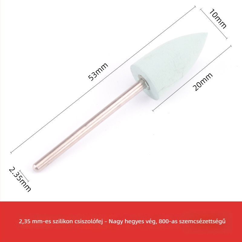 Szilikon csiszolófej jade, jadeit és achát faragásához és polírozásához, kerek fej, 2.35 mm szár