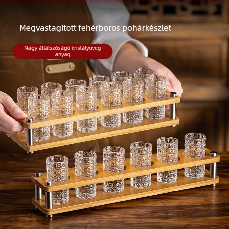 Megvastagodott kristályüveg italos pohár készlet, kis méretű otthoni poharak, adagos pohár és adagoló