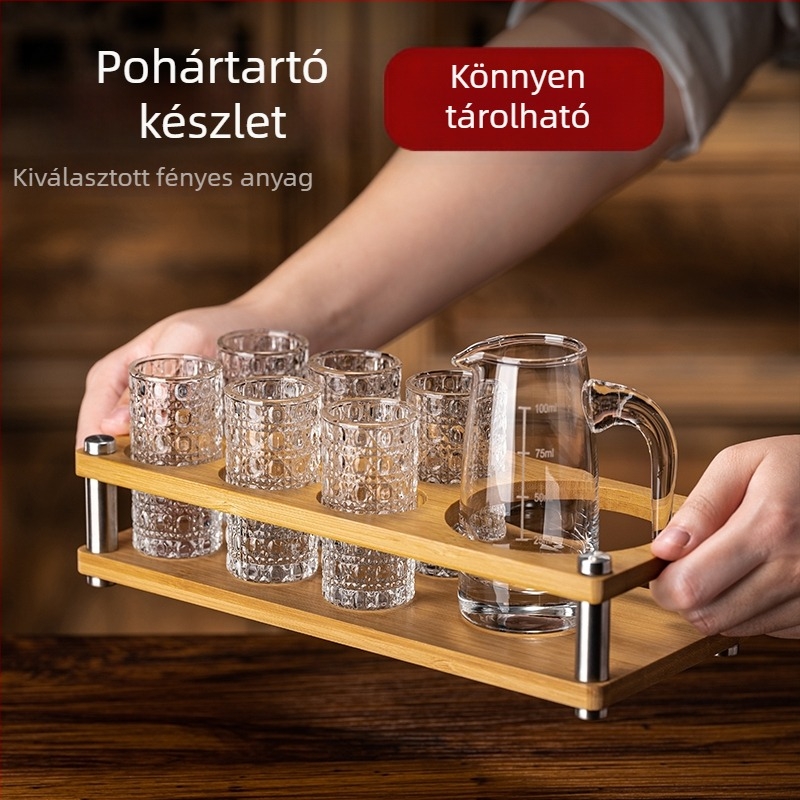 Megvastagodott kristályüveg italos pohár készlet, kis méretű otthoni poharak, adagos pohár és adagoló