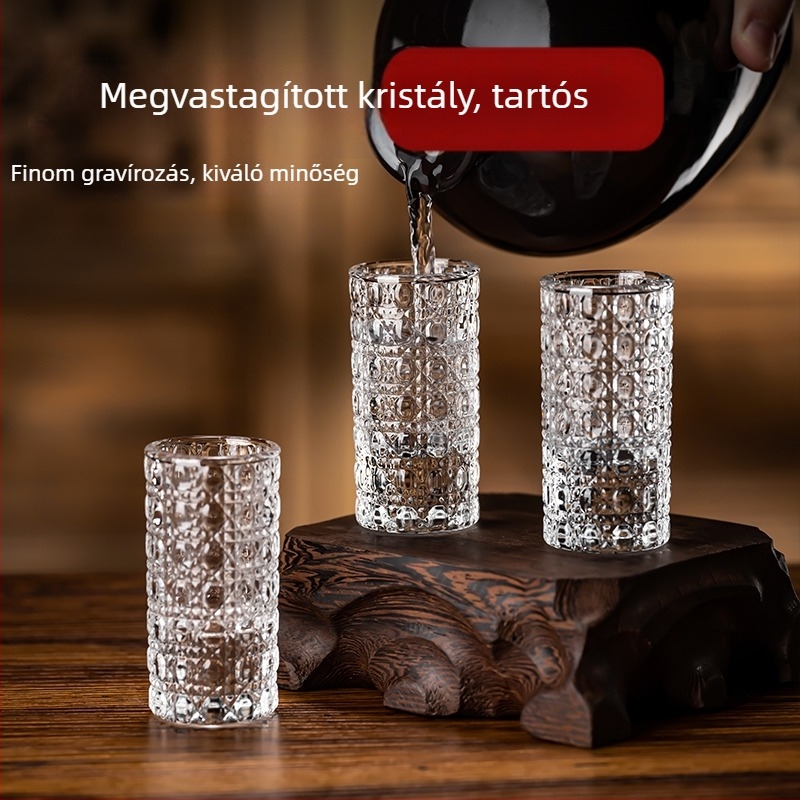 Megvastagodott kristályüveg italos pohár készlet, kis méretű otthoni poharak, adagos pohár és adagoló