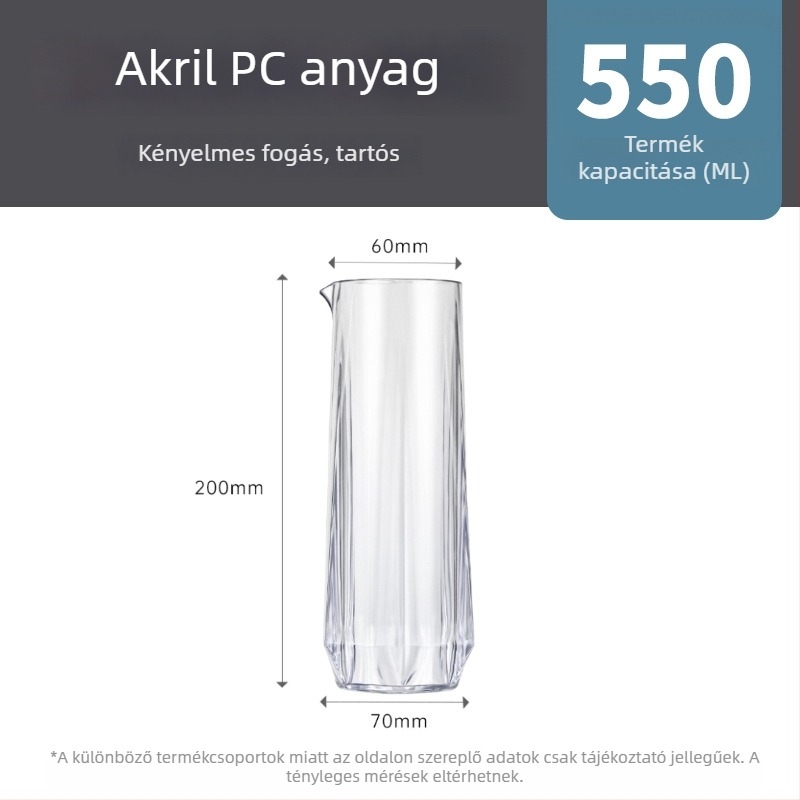 Akril dekantáló, 500 ml, gyémánt pohár, törésálló