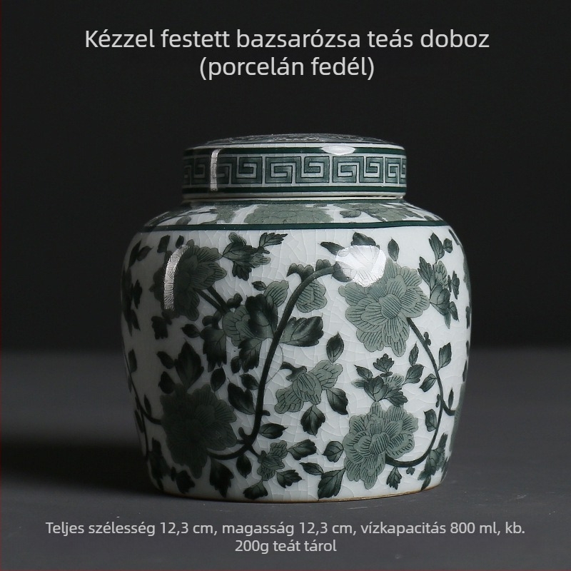 Antik Ge Kiln kék‑fehér porcelán teás doboz, kerámia tömített tároló fehér tea és Pu'er számára, hordozható