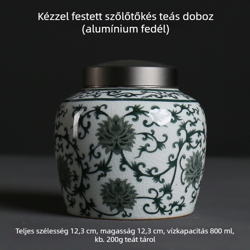 Antik Ge Kiln kék‑fehér porcelán teás doboz, kerámia tömített tároló fehér tea és Pu'er számára, hordozható