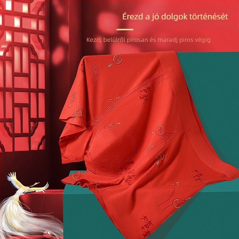 Piros férfi boxer rövidnadrág modal anyagból, légáteresztő, antibakteriális, belső részén mulberry selyem bélés.