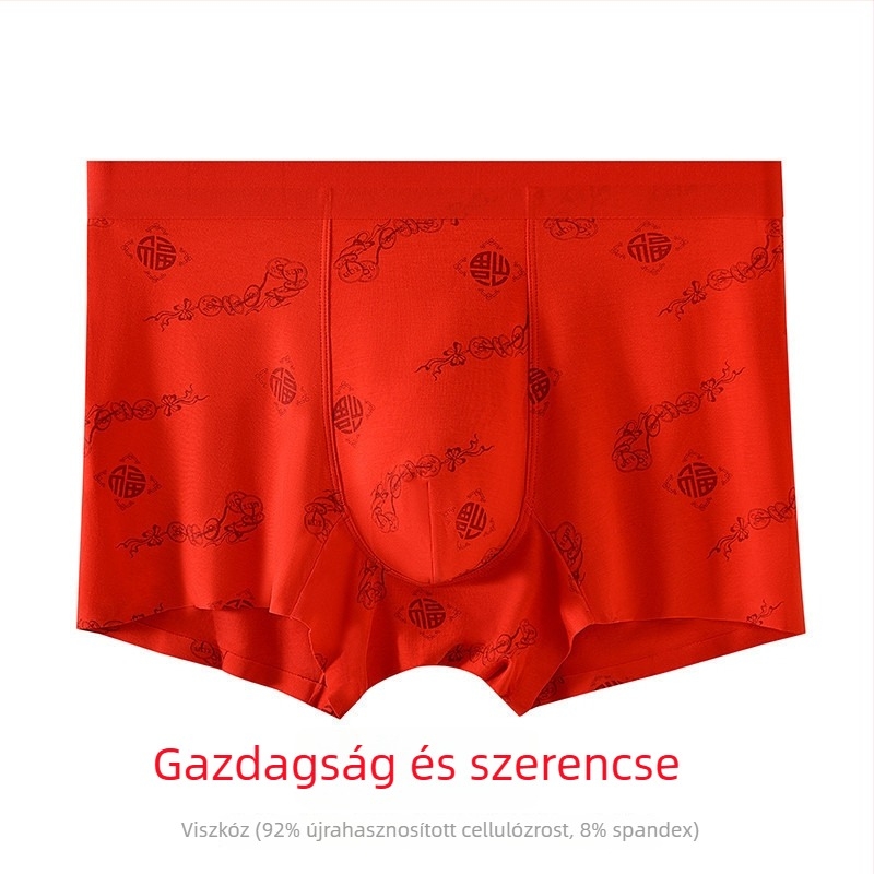 Piros férfi boxer rövidnadrág modal anyagból, légáteresztő, antibakteriális, belső részén mulberry selyem bélés.