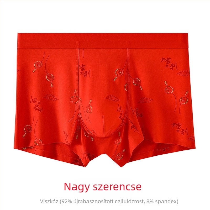 Piros férfi boxer rövidnadrág modal anyagból, légáteresztő, antibakteriális, belső részén mulberry selyem bélés.