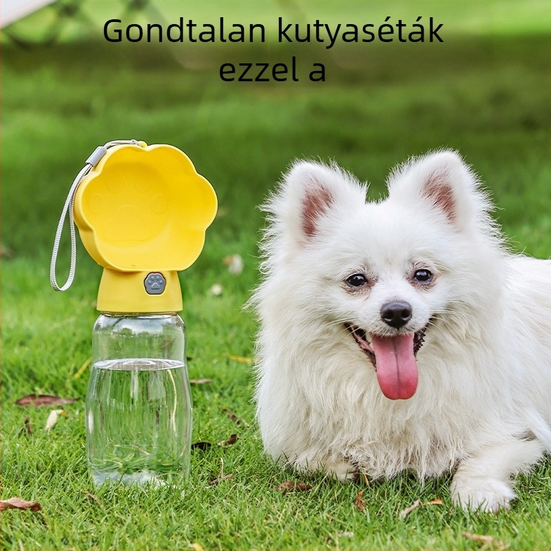 Kutyák számára hordozható vízital – sétákhoz ivó- és etetőtartály