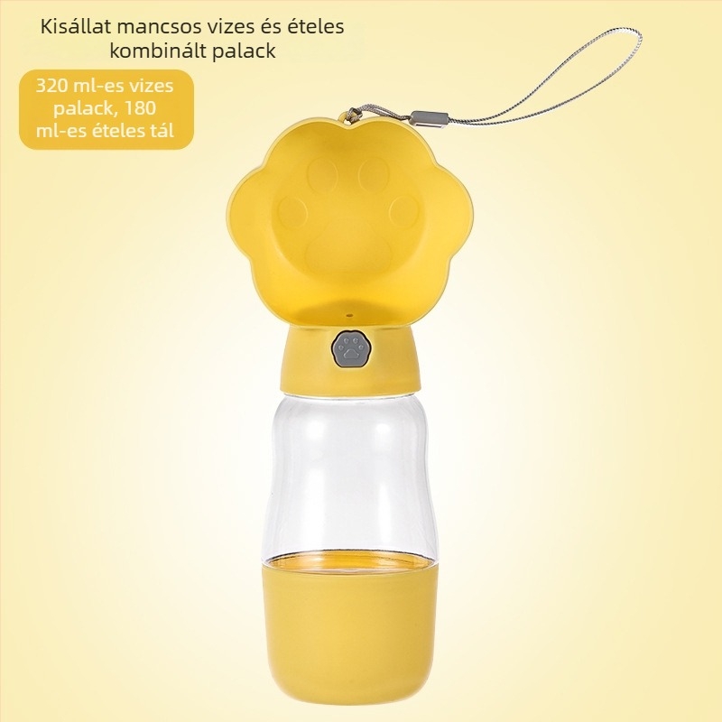 Kutyák számára hordozható vízital – sétákhoz ivó- és etetőtartály