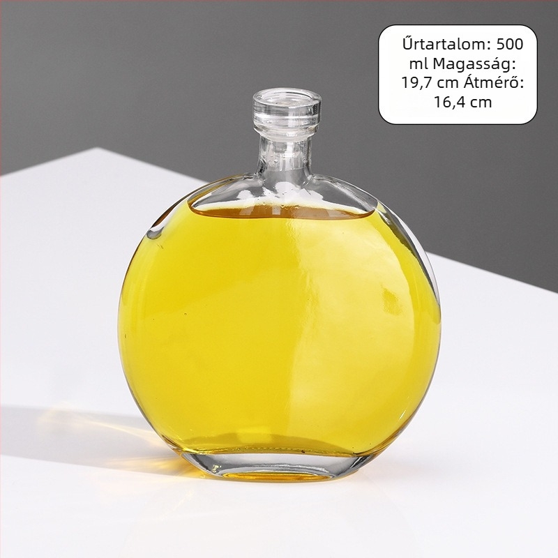 Lapos ovális mini borosüvegek: 500 ml jégbor üvegek, 500 ml kávéüvegek, 250 ml semleges szesz üvegek, 250 ml gyümölcsbor üvegek