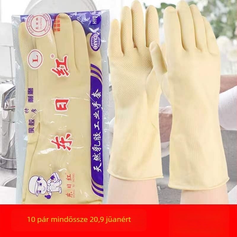 Vastagabb latex kesztyűk háztartási munkákhoz, edénymosáshoz, építkezéshez és mosáshoz; vízálló női kesztyűk