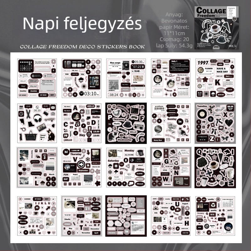 Yu Xian Retro kollázs matrica könyv naplóhoz – DIY dekoráció, vágás nélkül