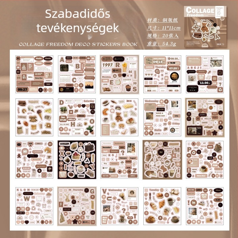 Yu Xian Retro kollázs matrica könyv naplóhoz – DIY dekoráció, vágás nélkül