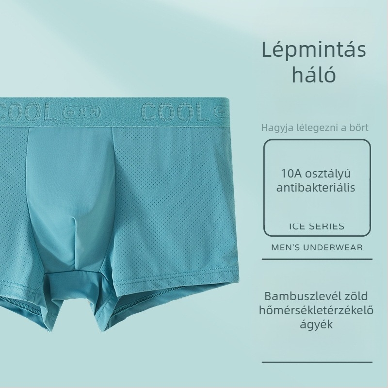Jégselyem anyagú férfi boxeralsó, antibakteriális, 10A, lélegző, középmagas derekú
